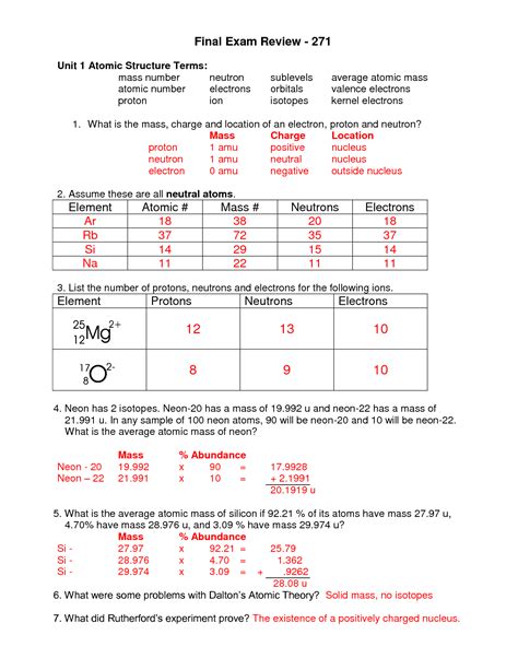 isotopes practice worksheet answer key